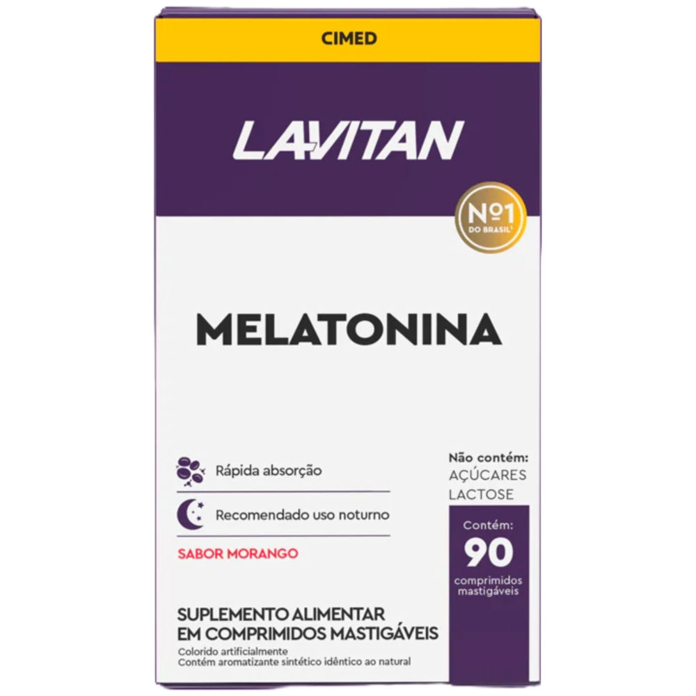 Lavitan Melatonina 90 comp Mastigáveis Morango