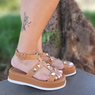 Sandália Papete Anabelinha Piramide Gladiadora Salto Anabela Blogueira Confortável Moda Flat