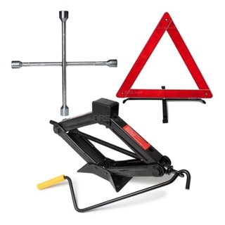 kit macaco + chave de roda Cruz  + Triângulo de sinalização em Oferta na Shopee