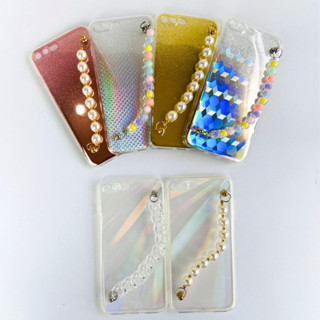 Capinha Metalizada Para iPhone 7 Plus / 8 Plus Capa Case com Suporte de Corrente Pérola/ Corrente (CF52)