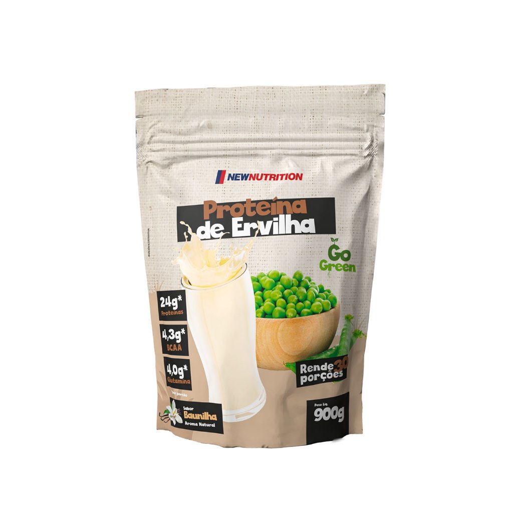 Proteína da Ervilha 900g Sabor Baunilha Suplemento em Pó Pea Protein Vegetal 100% Vegano