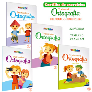 Cartilha de Alfabetização e Exercícios - TREINANDO A ORTOGRAFIA - Kit com 4 unidades - 32 páginas em Oferta na Shopee