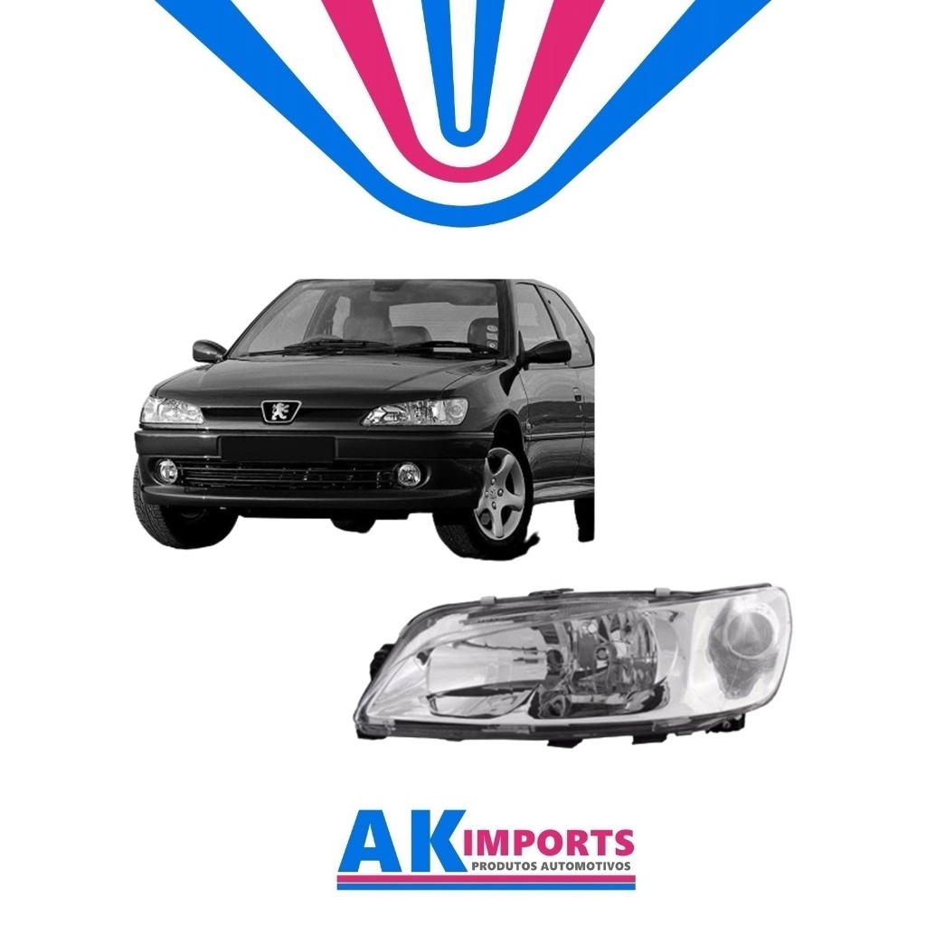 Farol Principal Esquerdo Peugeot 306 Foco Duplo Elétrico/Manual H7/H7  Marca: Tyc  Ano: 1999 Até 2003  Cód:  20-6182-05