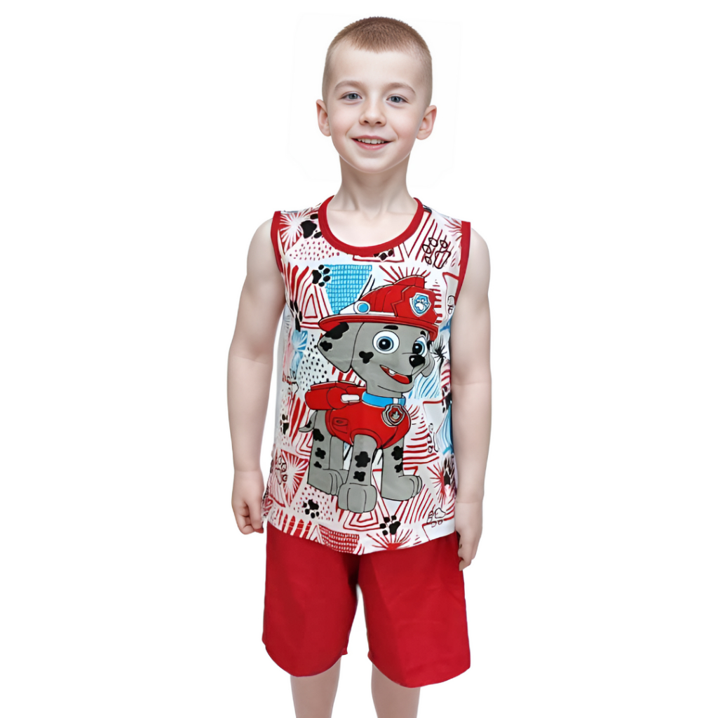 Roupa Infantil Tactel Masculino Camiseta e Short Confortável Estampas Patrulha