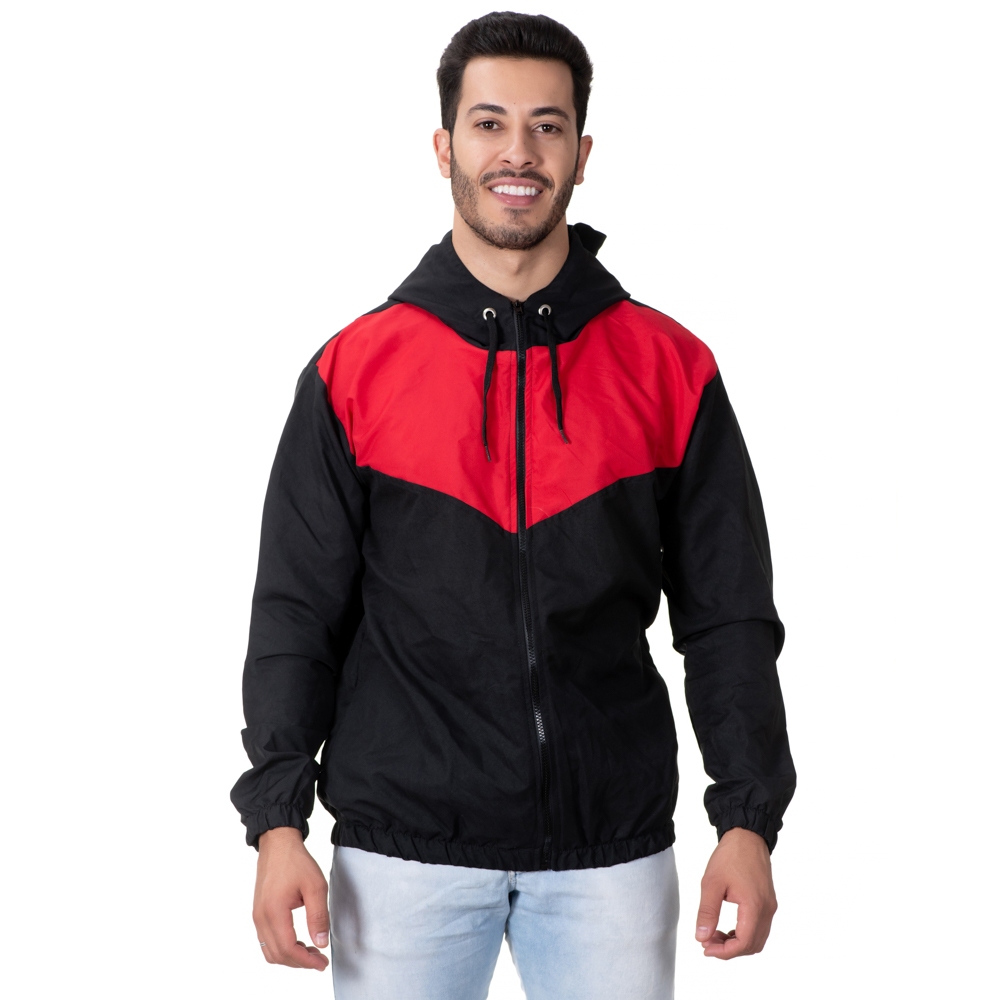 Casaco Térmico Masculino Preto/Vermelho Agasalho Inverno Corta Vento