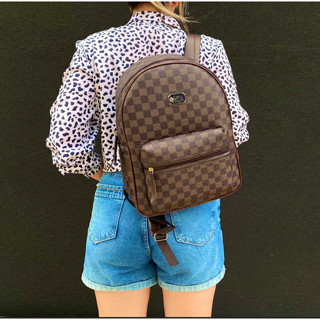 Mochila Bolsa Em Couro Louis Marrom Xadrez Alta Qualidade Reforçada PROMOÇÃO