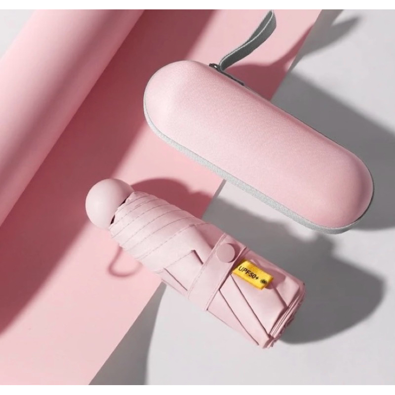 Mini Guarda-Chuva Portátil Dobravel UPF50+ Cápsula Ultra Leve com Estojo – Proteção UV
