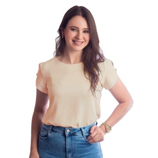 Blusinha Camiseta Feminina Social Moda Evangelica com Botão