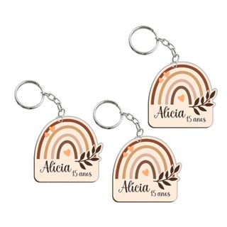 Chaveiro Personalizado Arco iris nórdico raminho em Oferta na Shopee
