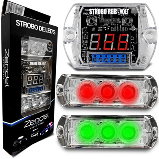 Estrobo Rgb Colorido Com Voltimetro Zendel Varias Cores 2 Farois Som Automotivo Caixa Bob em Oferta na Shopee