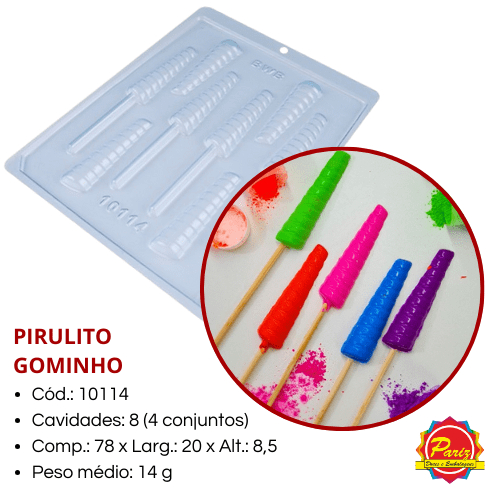 Forma Pirulito Gominho Simples sem Silicone C.10114 Forma para Chocolate - BWB