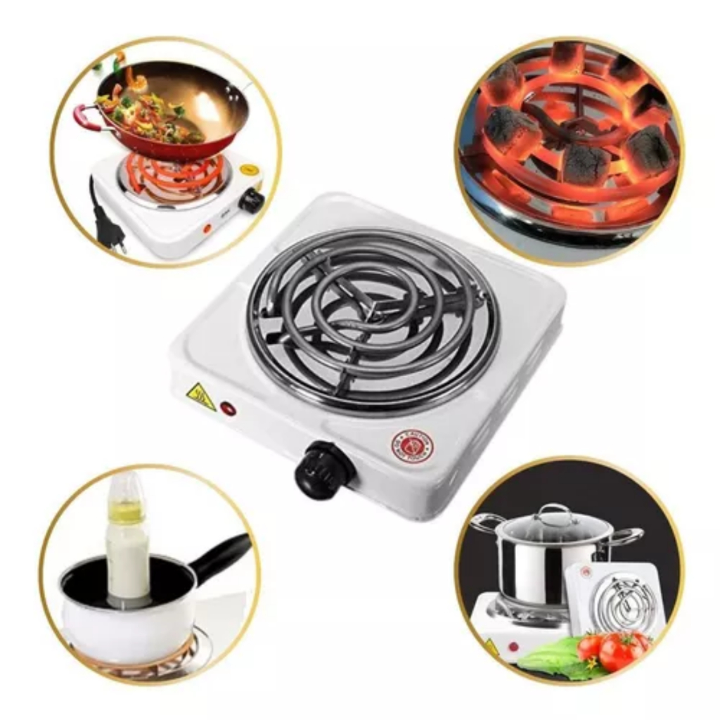 Fogão Elétrico Portátil 1 Boca 1000W 127V Cooktop Fogareiro Branco Camping