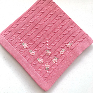 Saída Maternidade Manta Bebê em Tricô Bordada a mão - Menina em Oferta na Shopee