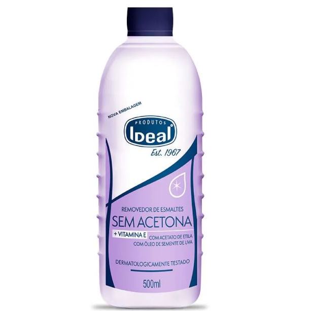 REMOVEDOR DE ESMALTE SEM ACETONA IDEAL 500ML ou 100ml