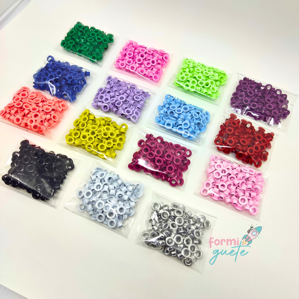 Ilhós Alumínio N°54  colorido aplicação com Crop E Alicates, usado em encadernação e artesanatos. em Oferta na Shopee