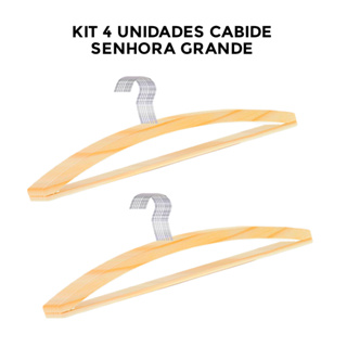 Kit 4 cabides de Madeira com haste resistente Tintureiro Adulto 40cm R-1C Organização em Oferta na Shopee
