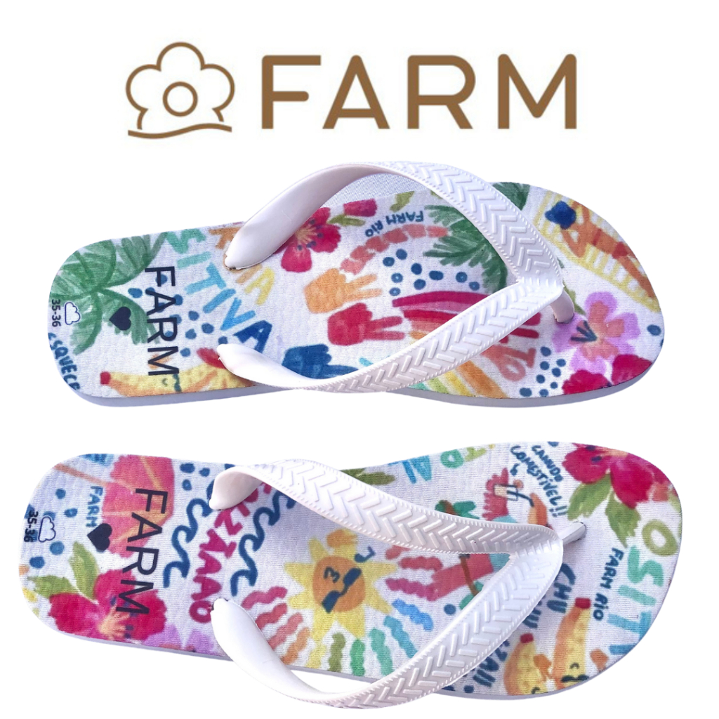 Chinelo Feminino Farm Positividade Tendencia Da Moda Feminina Confortável e Leves Verão No Rio De Janeiro
