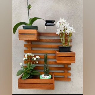 painel vertical de madeira maciça de lei para jardim, floreira com 3 cachepôs,casa nova em Oferta na Shopee