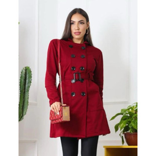 Casaco Sobretudo Feminino Com Botões Moda Inverno barato M/G/GG