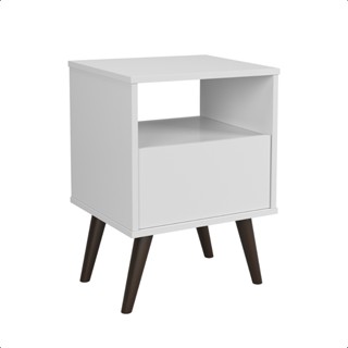 Mesa de Cabeceira Quarto Estilo Retrô 1 Gaveta e Nicho Pix