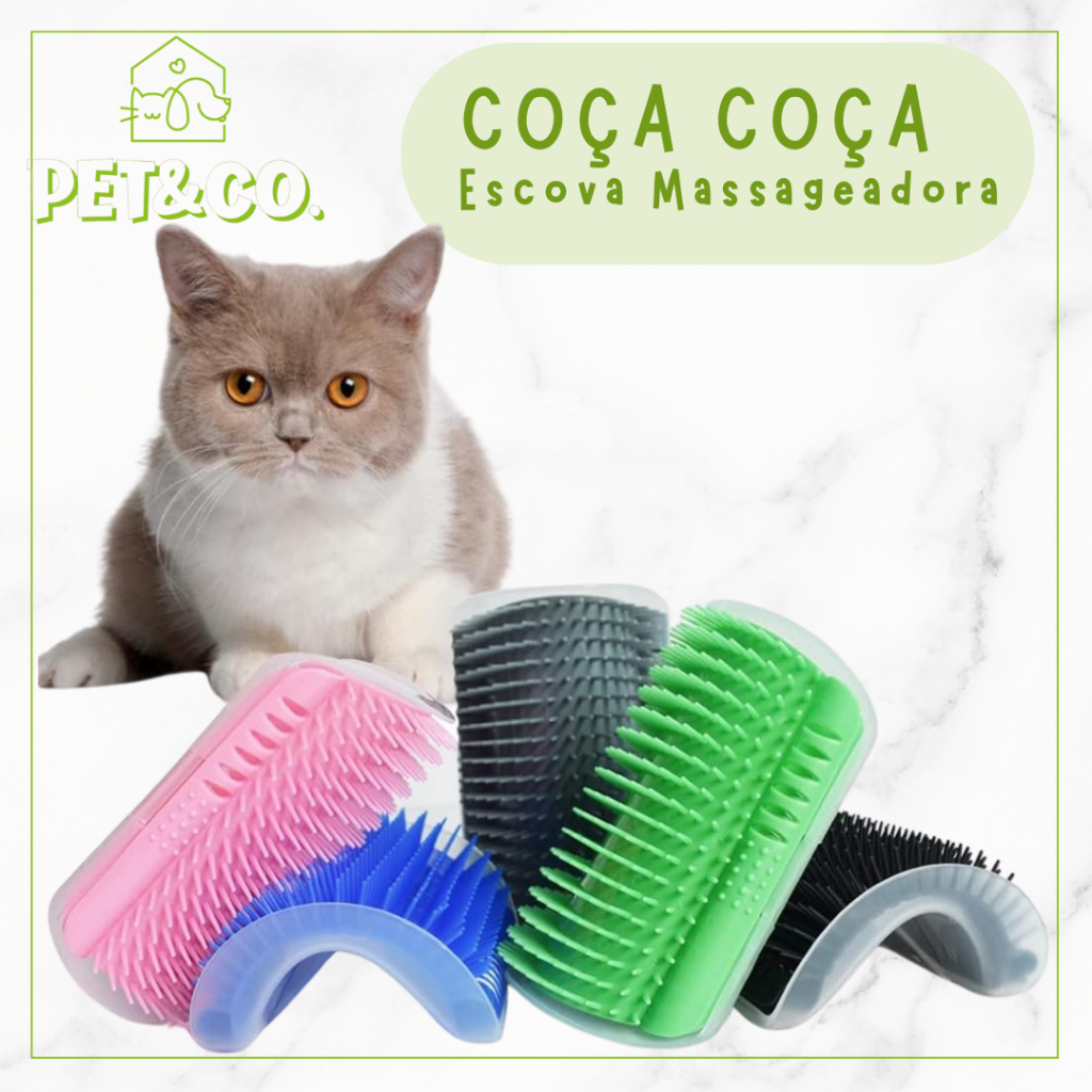 Escova Tira Pelo Coçador Pet para Gatos Brinquedo Massagem Parede com Catnip