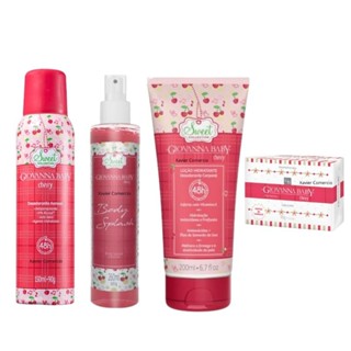 Kit Giovanna Baby Cherry - Body Splash 260ml + Aerosol 150ml + Sabonete 90g + Hidratante 200ml