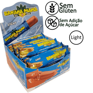 Bananinha Com Chocolate Ao Leite Light Sem Açúcar Sem Glúten 20 Und de 28g - Doce de Banana Mania