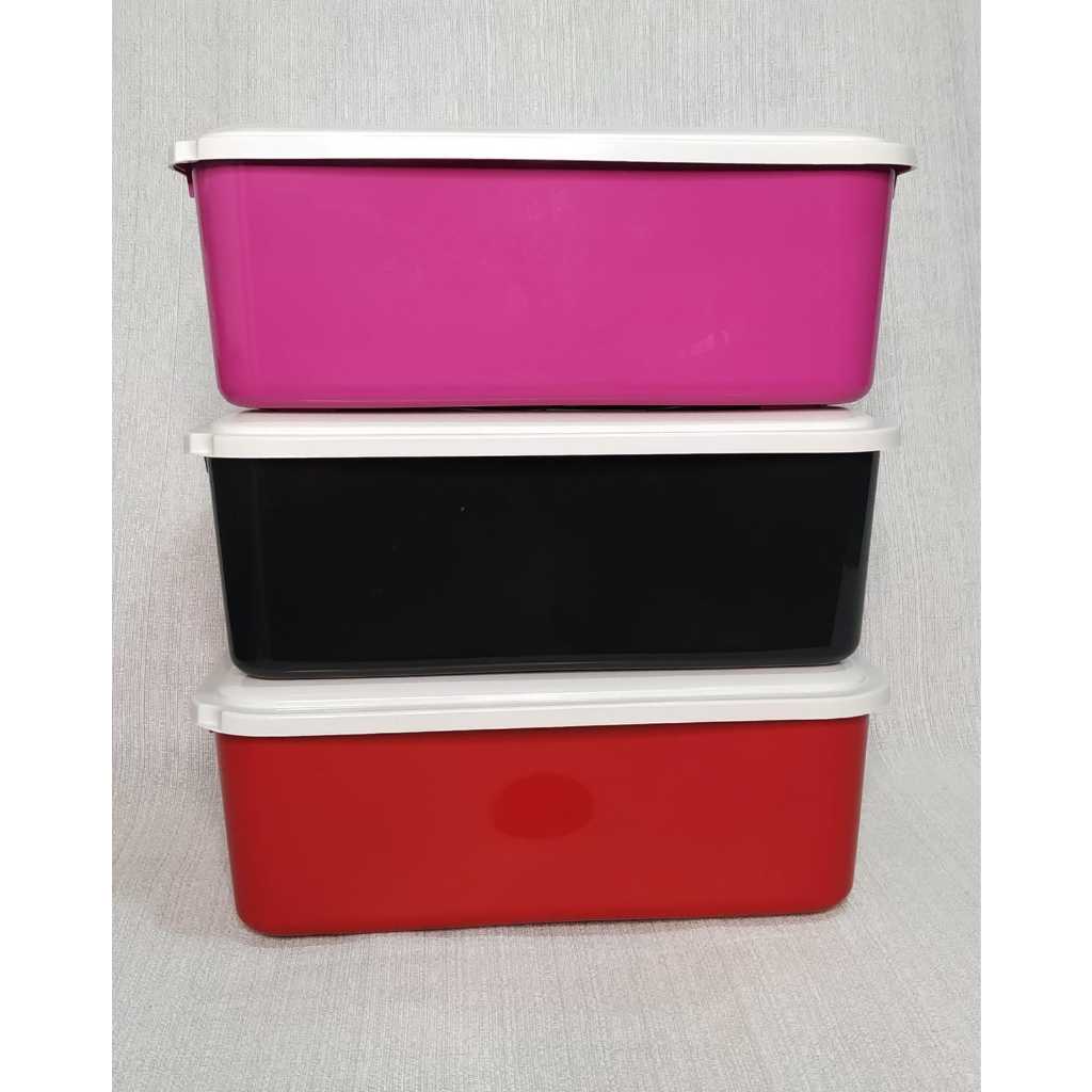 POTE RETANGULAR CONTAINER COM TAMPA 4 LITROS COLORIDO PLÁSTICO ALIMENTO