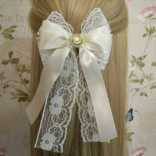 Laço de cabelo luxuoso com detalhe dourado estilo lolita, clássico, coquette