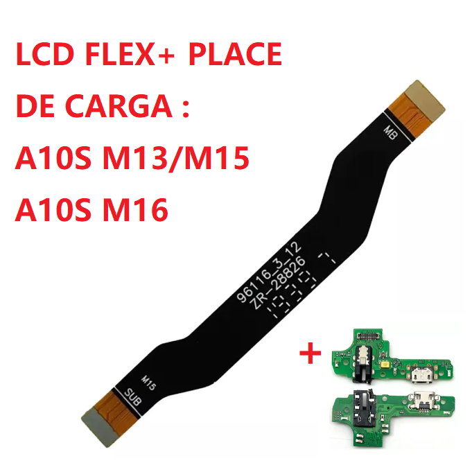 KITS 2PCS Cabo Flex Flat De Carga Main Sub E Lcd +Placa De Carga Microfone Para Sam A10s A107 (m15) (m16)