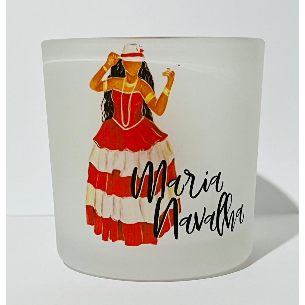 COPO DE BEBIDA MARIA NAVALHA VIDRO JATEADO 260ML UMBANDA JUREMA CATIMBO MALANDROS