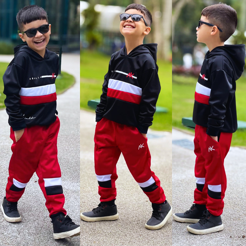 Conjunto Infantil Agasalho Calça Blusa Moletom Chimpa de Frio Juvenil Casaco Masculino Abrigo Inverno Lançamento