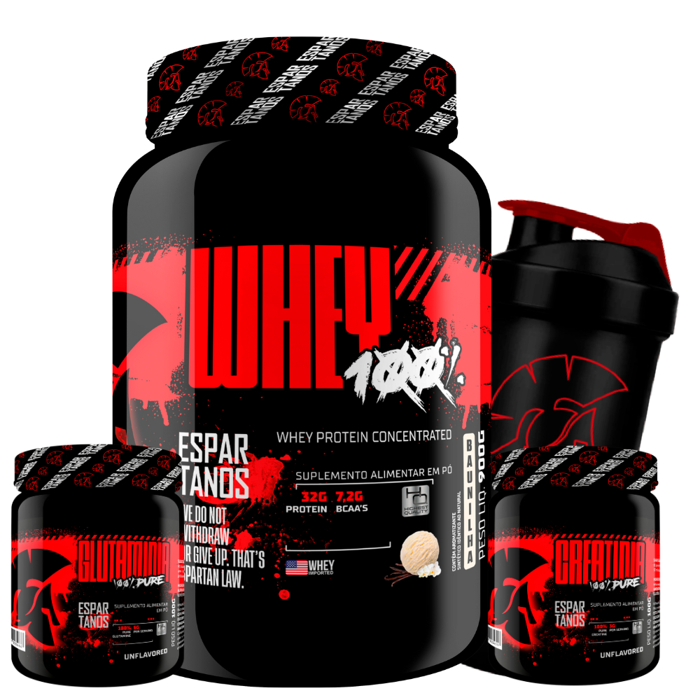 Kit Whey Concentrado + Creatina + Glutamina + Shaker