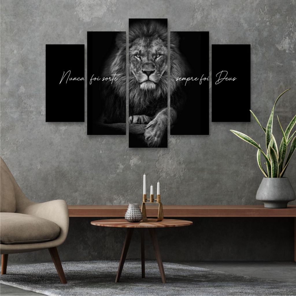 Quadro Decorativo Mosaico Leão de Judá Jesus Cristo 80x50 - Home & Living