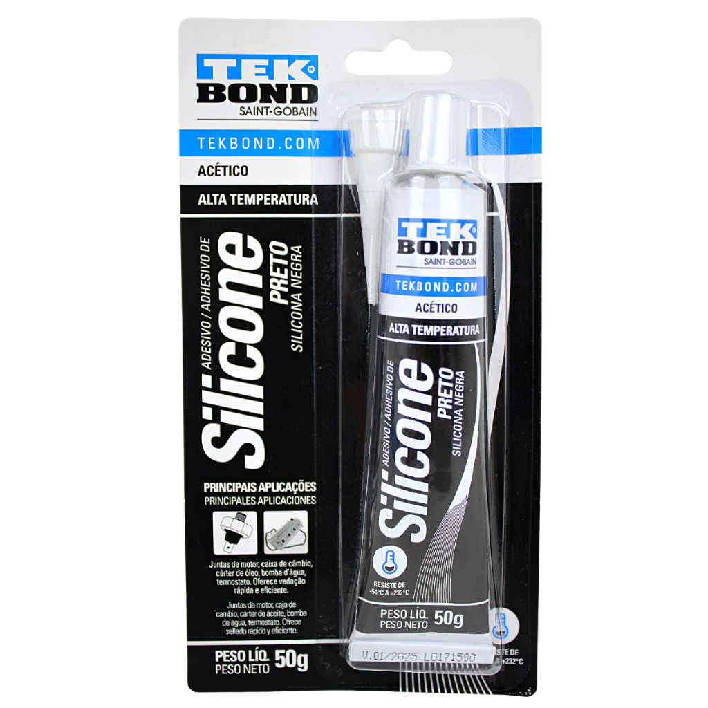 Silicone Adesivo Ácetico Preto Blister Bisnaga 50g - Tekbond | Piqueri Autopeças