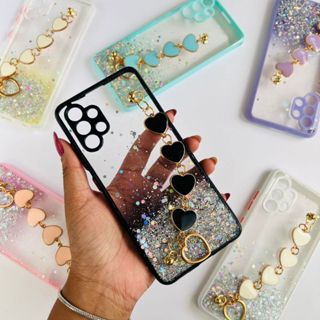 Capa Glitter com Corrente Coração Para Samsung A32 4G/ Capa Varias cores Coração CF53.