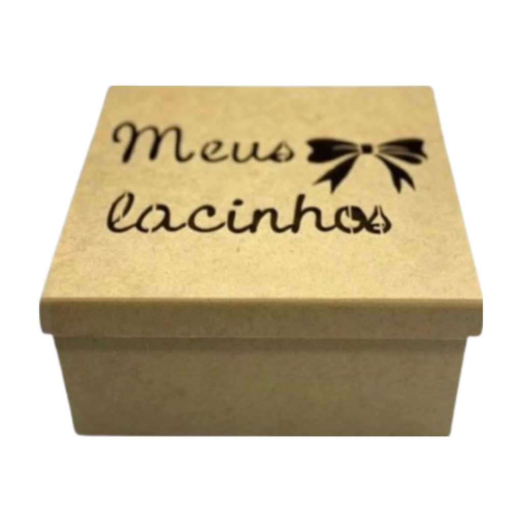 Caixa Meus Lacinhos 20x20x10 Decoração Mdf Porta Laços Tiara Presente Quarto De Menina Lembrancinhas