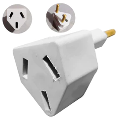 Plug Pino Adaptador 3 Chato Para Tomada Ar Condicionado Freezer Lavadora Branco Multiuso