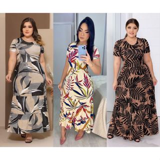 Vestido Longuete Juliana Lindas Estampas Lançamento Moda Evangélica Cristã Brás - Loja Via Brás