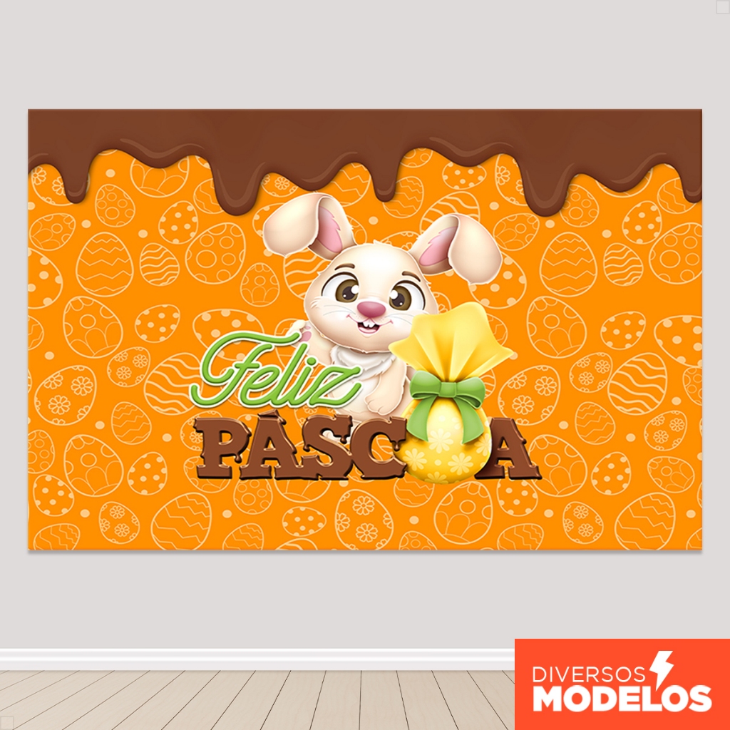 Painel Retangular Decoração de Páscoa Horizontal Sublimado 3D Em Tecido para Festa em Oferta na Shopee