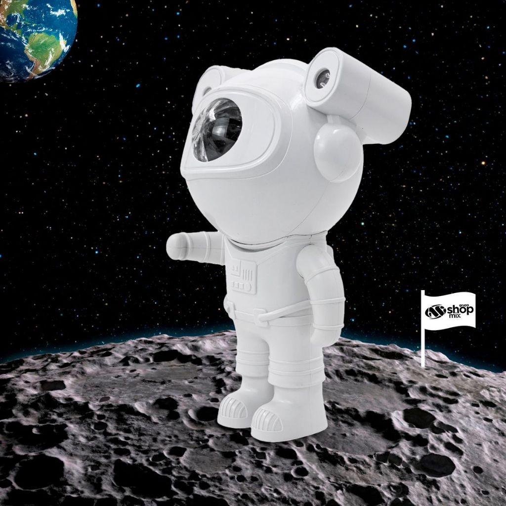 Luminária Astronauta Projetor D Galáxia Estrelas Luz Som Bluetooth USB Alto Falante Luminaria Abajur
