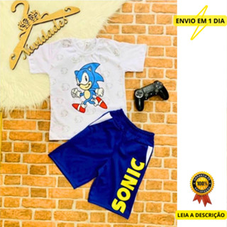 conjunto infantil menino verão sonic mickey