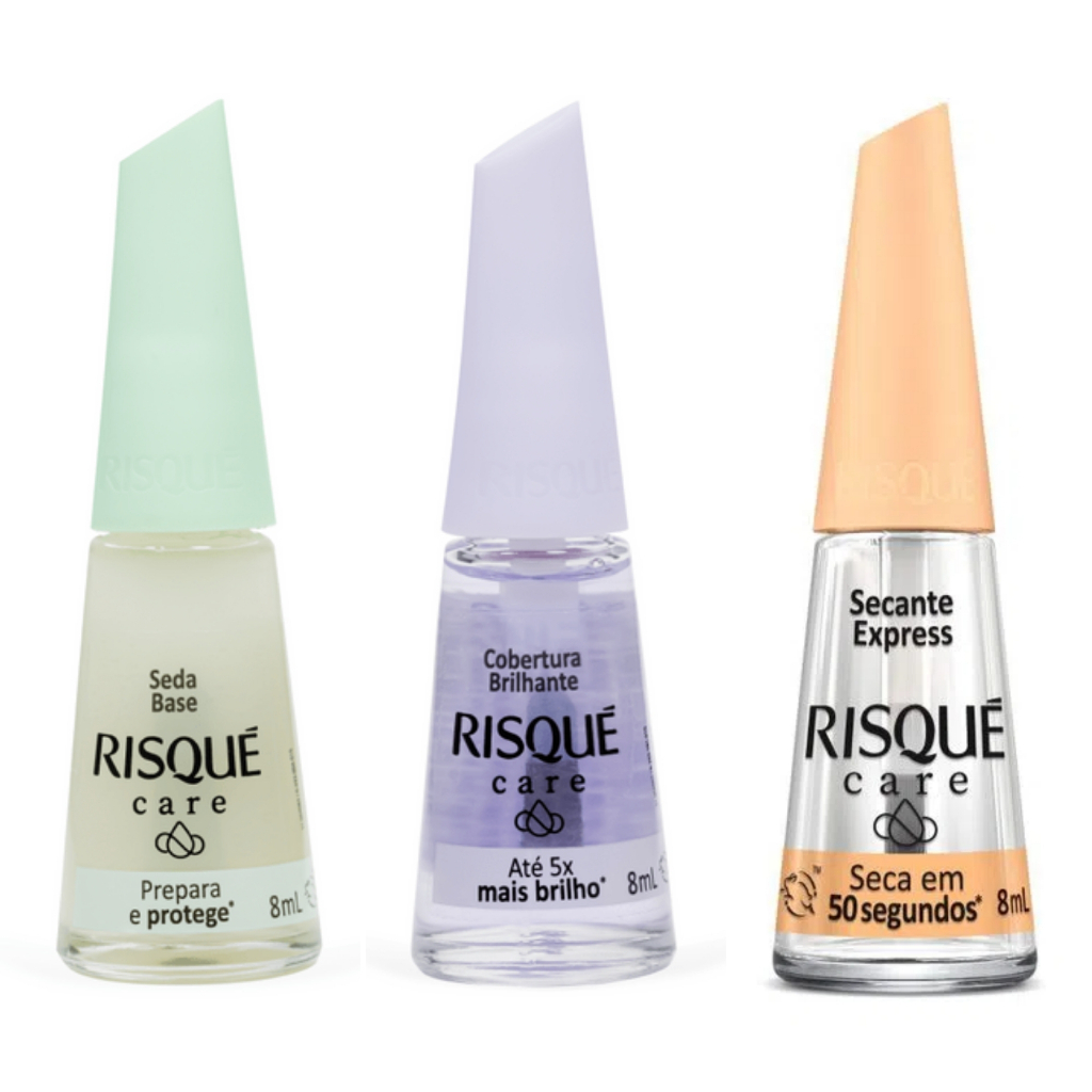 Kit Risque Cuidados Seda Base Extra Brilho Secante Express