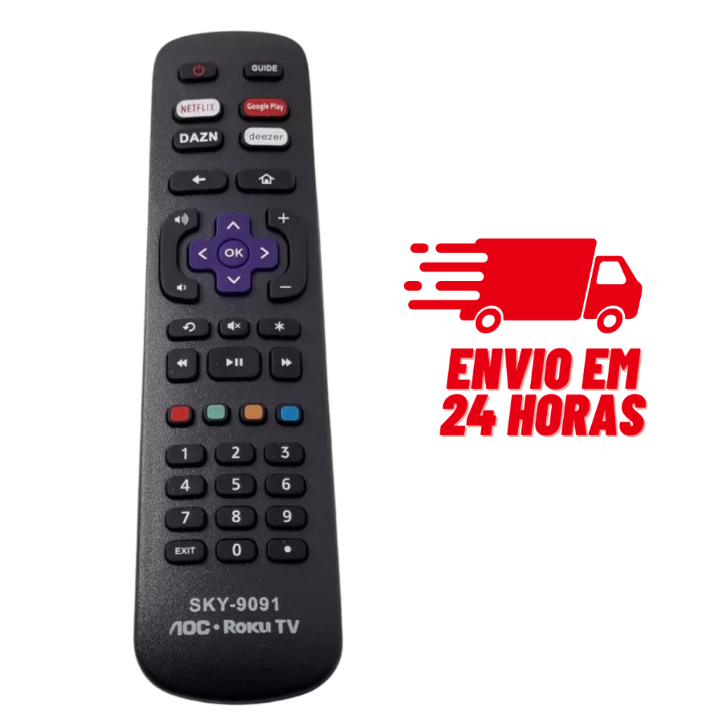 CONTROLE REMOTO PARA TV SMART ROKU TCL AOC SEMP PHILCO