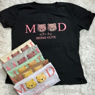 Camiseta Feminina 100% Algodão T-shirt Urso Ted Mood Estampada Baby Look Blusa Casual
