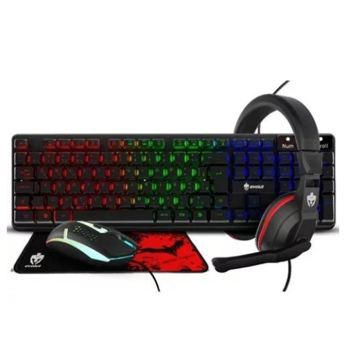 Kit Gamer Evolut Eg-54 (teclado, Mouse, Mousepad E Headset) Cor do mouse Preto Cor do teclado Preto em Oferta na Shopee