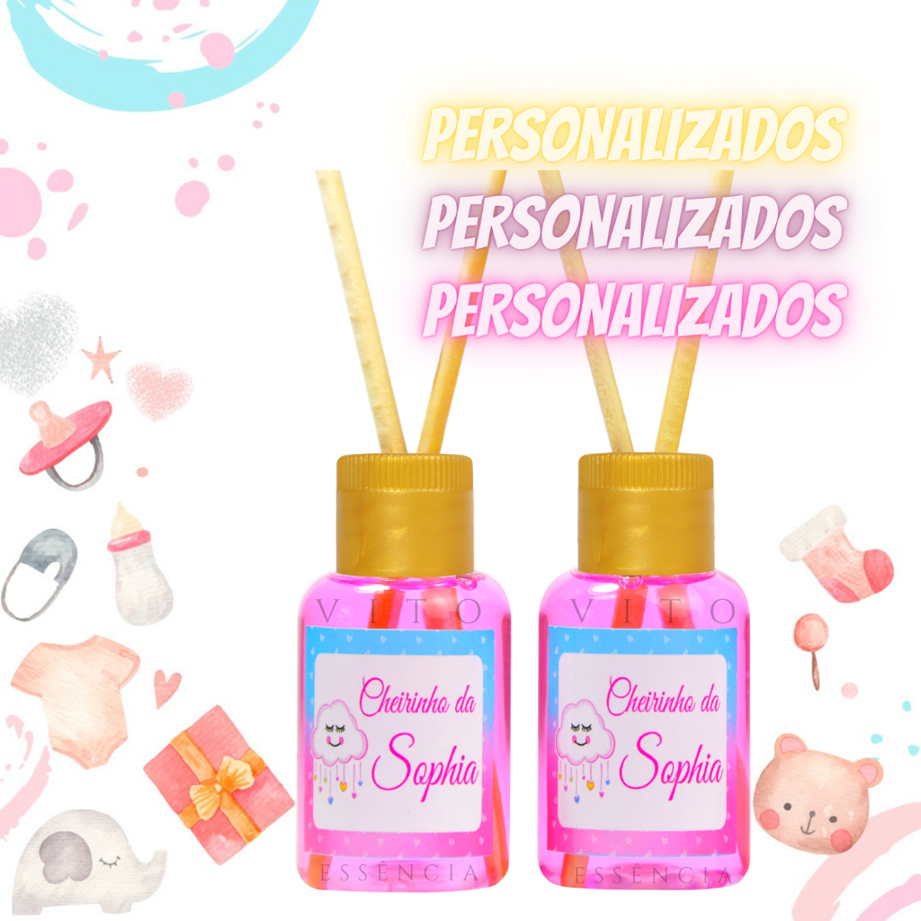 100 Mini Aromatizador Lembrancinha De Chá de Bebê Menina Nuvem Ursa Realeza