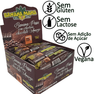 Bananinha Com Chocolate Amargo 70% Cacau Sem Lactose Sem Glúten 20 Und de 28g - Doce de Banana Mania em Oferta na Shopee