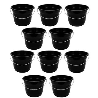 Kit 10 Baldes 5 Litros com Alça Reforçada de Metal Balde Preto Kit ( 1 a 10 Baldes ) Lavanderia