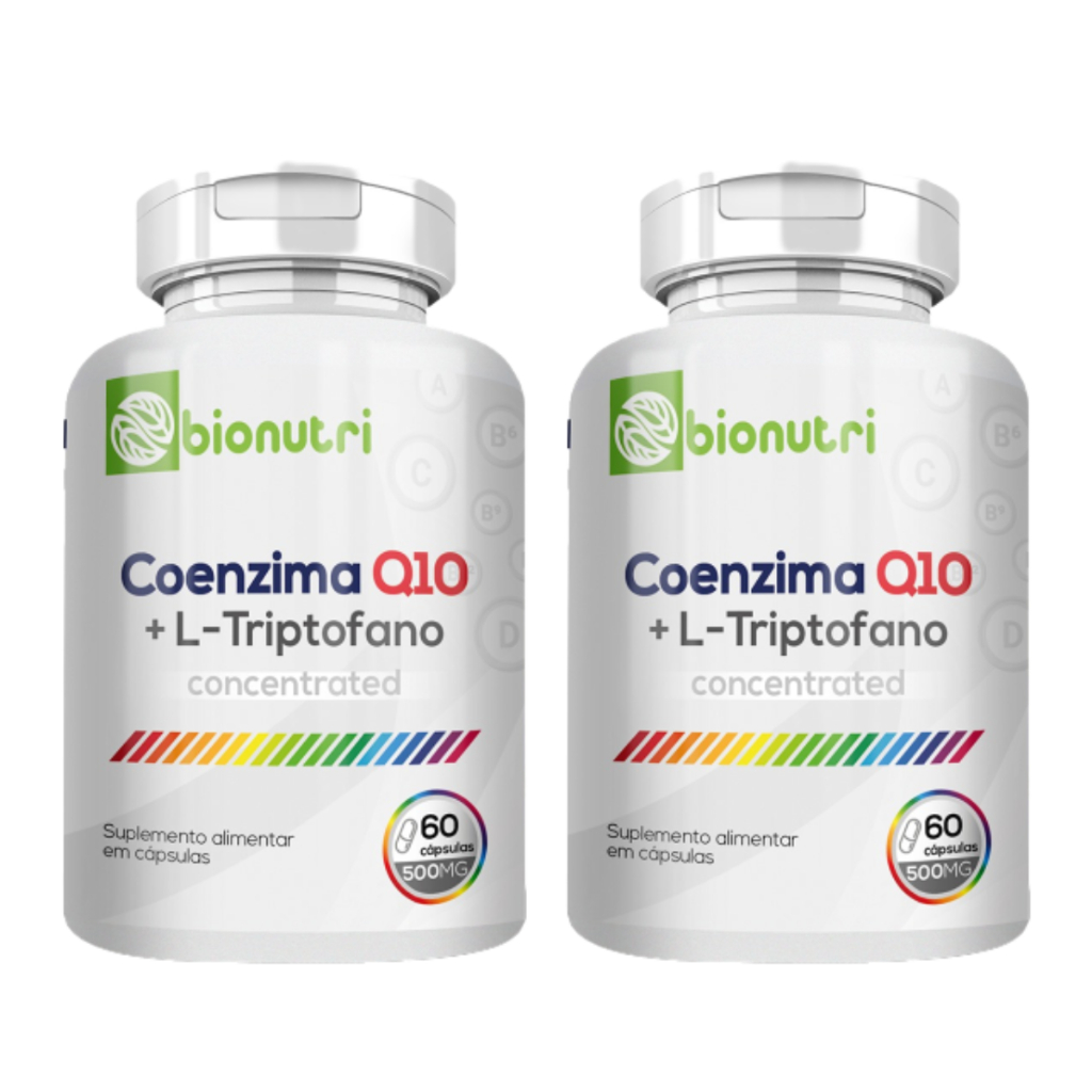 Kit 2 Coenzima Q10 Pura L Tripofano 60caps Suplemento Vitamina Saude